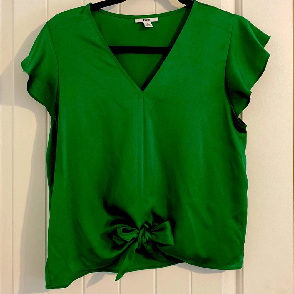 Bar lll Emerald Green Blouse with Tie Front